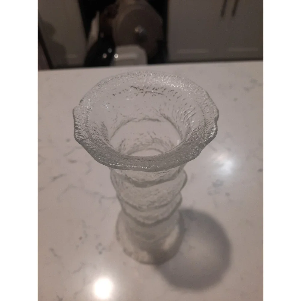 Vintage Tapio Wirkkala Littala Frosted icicle molded glass vase